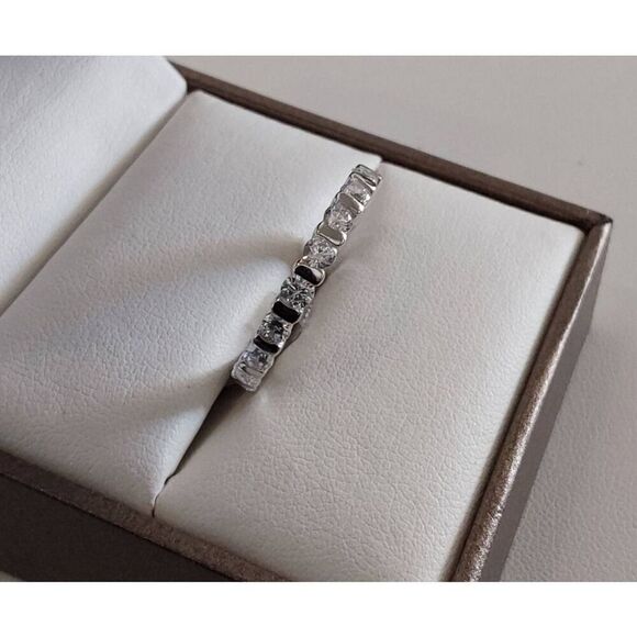 2 Ct. Round Cut Genuine Diamond Simulant Bar Link Eternith Band Ring Sz 9~925SS - Picture 3 of 5